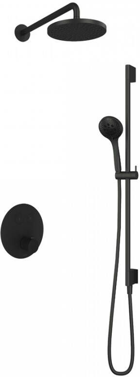 Hotbath Cobber IBS 22 inbouw doucheset geborsteld nikkel met ronde 3 standen handdouche 20cm hoofddouche met plafondbuis 30cm glijstang met uitlaat - Foto 2