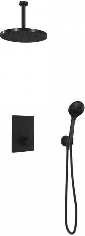 Hotbath Cobber IBS 23 inbouw doucheset geborsteld nikkel met ronde 3 standen handdouche 30cm hoofddouche met plafondbuis 15cm wandsteun met uitlaat