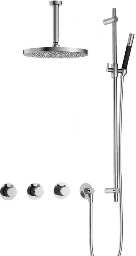 Hotbath Cobber IBS70 inbouwdouche met 15cm plafondbuis 30cm hoofddouche en glijstang chroom