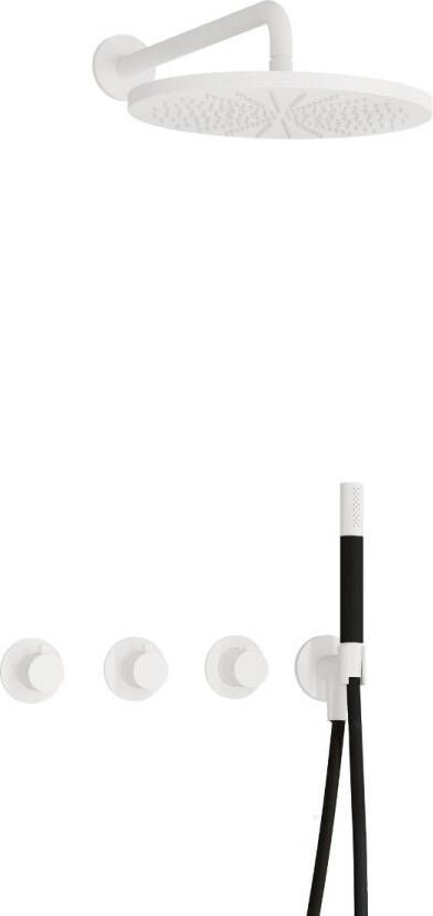 Hotbath Cobber complete thermostatische douche inbouwset cobber 70 met 2 stopkranen met 30 cm hoofddouche mat wit