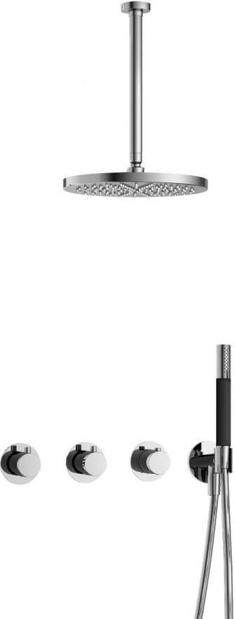 Hotbath Cobber complete thermostatische douche inbouwset cobber 70 met 2 stopkranen met plafondbuis 30 cm en 30 cm hoofddouche chroom