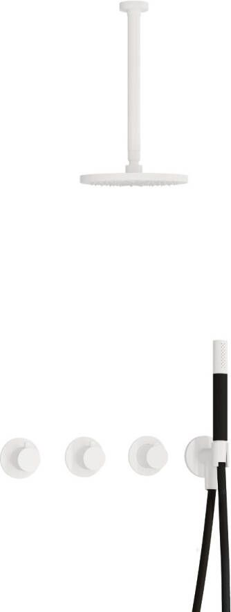 Hotbath Cobber IBS70 Regendoucheset inbouw 30cm plafondarm 20cm ronde hoofddouche staafhanddouche wit mat IBS70WH3