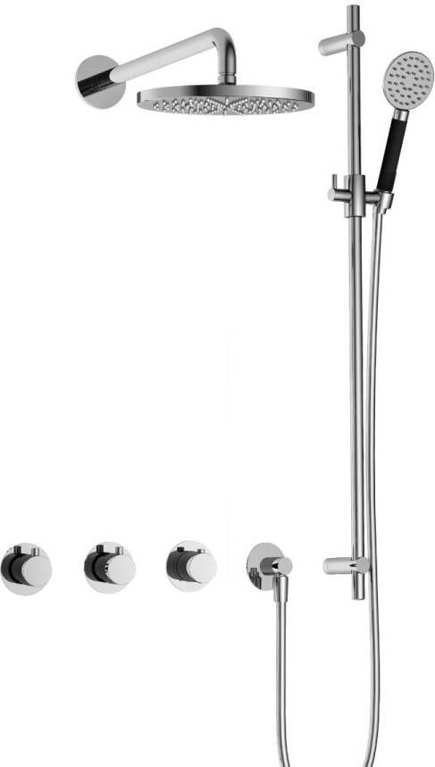 Hotbath Cobber IBS70 inbouw doucheset met 2 stopkranen met ronde handdouche m106 en glijstang Chroom