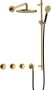 Hotbath Cobber IBS70 inbouw doucheset met 2 stopkranen met ronde handdouche m106 en glijstang Geborsteld messing PVD - Thumbnail 1