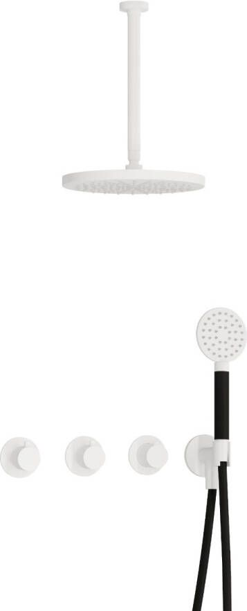 Hotbath Cobber complete thermostatische douche inbouwset cobber 70 met 2 stopkranen met ronde handdouche plafondbuis 30 cm en 30 cm hoofddouche mat