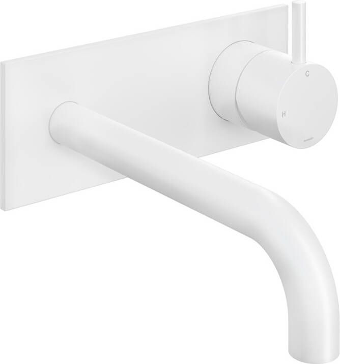 Hotbath Cobber afbouwdeel inbouw wastafelmengkraan met achterplaat en 18 cm uitloop mat wit CB006EXT18WH