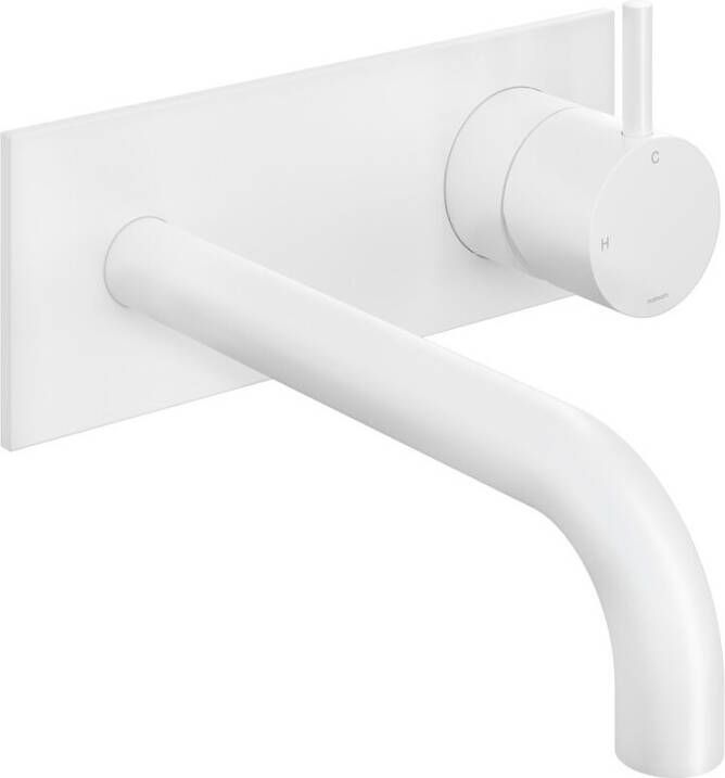 Hotbath Inbouw Wastafelkraan Met Achterplaat Cobber 18 cm Gebogen Uitloop 1-Hendel Mat Wit - Foto 2