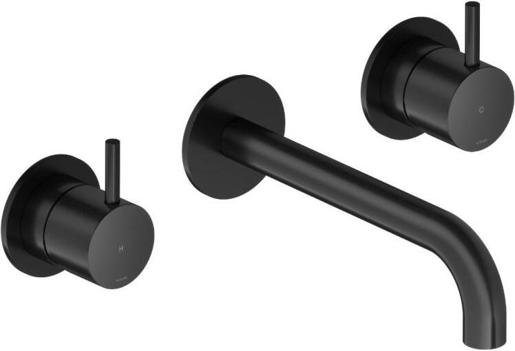 Hotbath Cobber afbouwdeel voor 3-gats inbouwwastafelmengkraan met uitloop 18 cm mat zwart