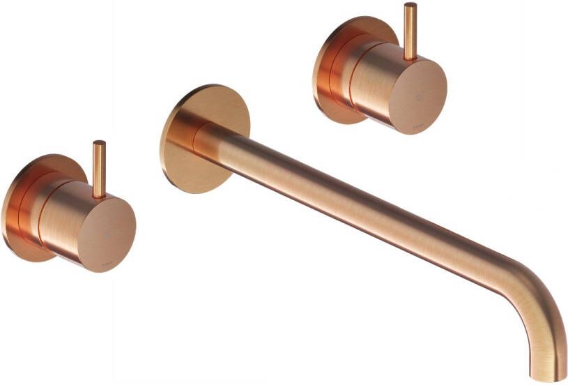 Hotbath Wastafelmengkraan Cobber Inbouw 2-hendel Gebogen 25 cm Geborsteld Koper Living Colours