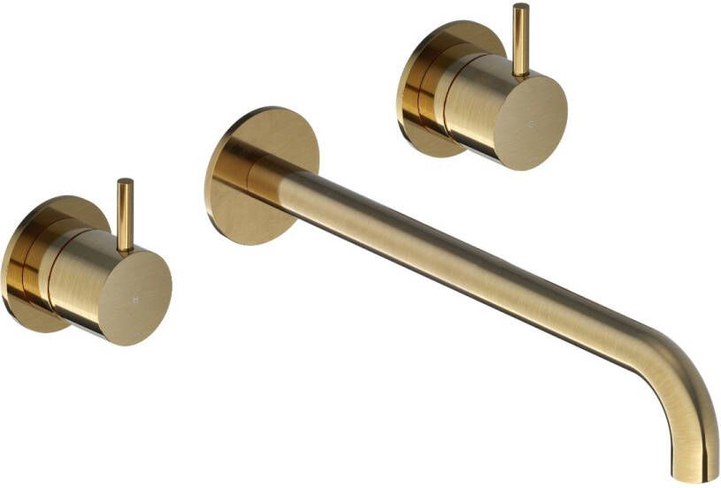 Hotbath Cobber afbouwdeel wastafelmengkraan en 25 cm uitloop geborsteld messing (goud) CB005TEXT25BB