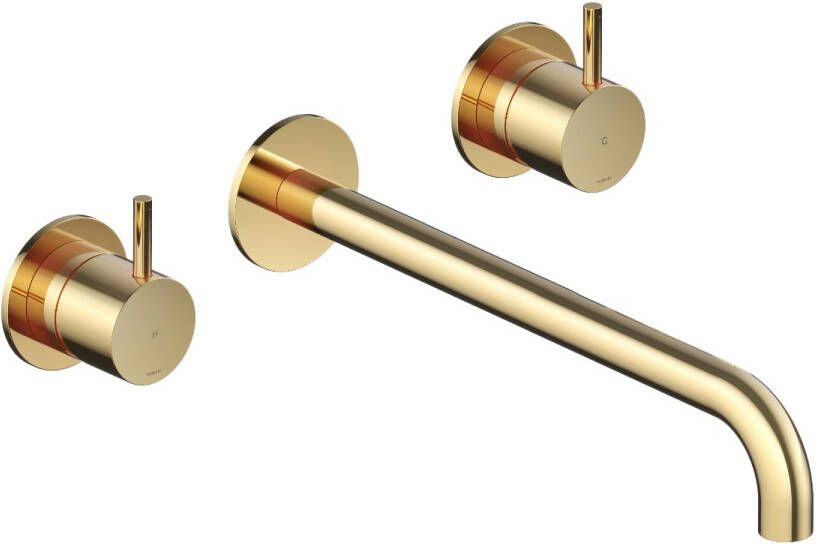 Hotbath Cobber afbouwdeel inbouw wastafelmengkraan 3-gats met 25 cm uitloop gepolijst messing pvd - Foto 2