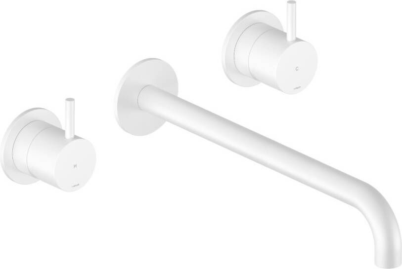 Hotbath Cobber afbouwdeel inbouw wastafelmengkraan 3-gats met 18 cm uitloop mat wit