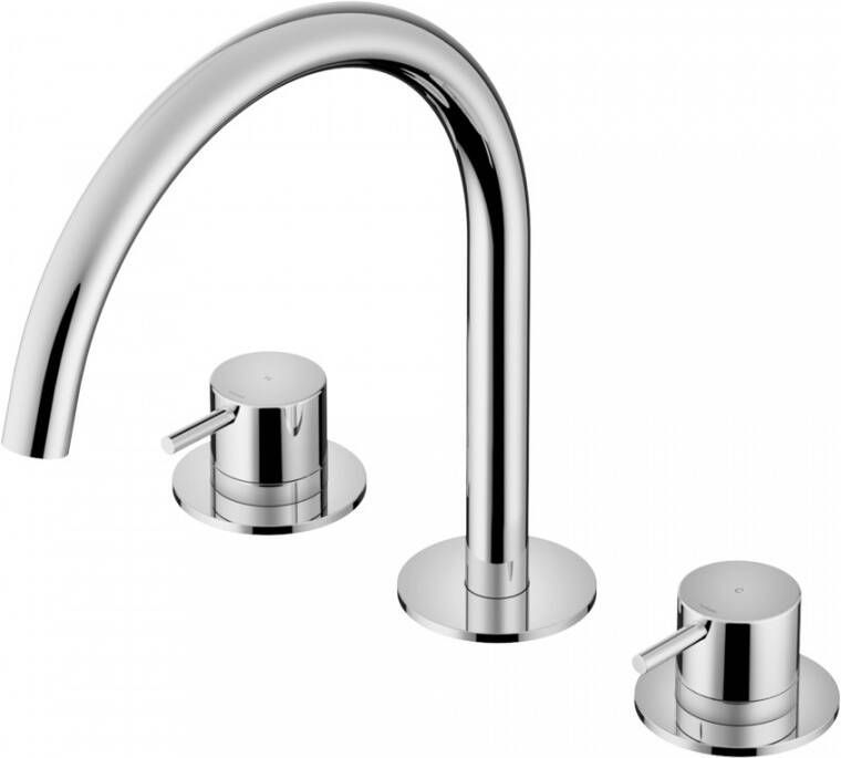 Hotbath Cobber tweegreeps wastafelmengkraan 26 1 cm hoog met gebogen uitloop van 22 1 cm chroom zwart