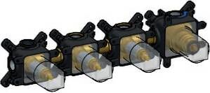 Hotbath Cobber Afbouwdeel Inbouw douche thermostaat met 3 stopkranen horizontaal en verticaal te monteren AI Verouderd Ijzer CB7070EXTAI