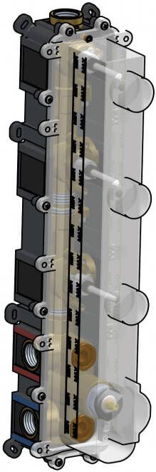 Hotbath Cobber inbouwdeel voor PB050 inbouwthermostaat met 3 pushbuttons en verticale plaatsing