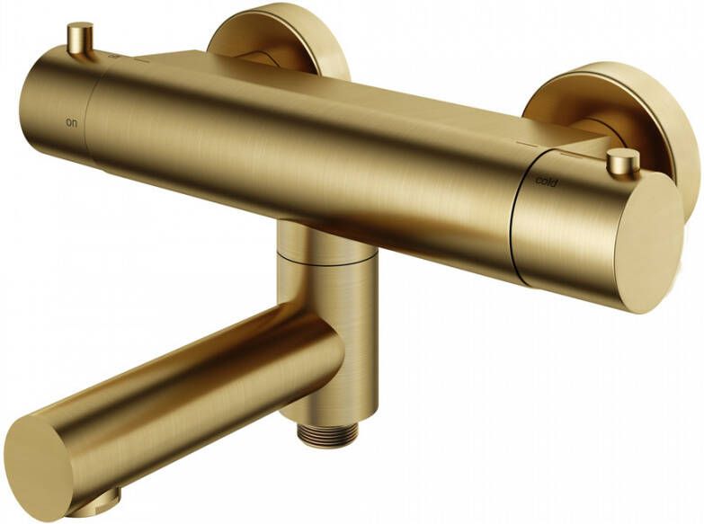 Hotbath Buddy thermostatische badmengkraan met wegdraaibare uitloop omstel uitloop geborsteld messing PVD B020BBP - Foto 2