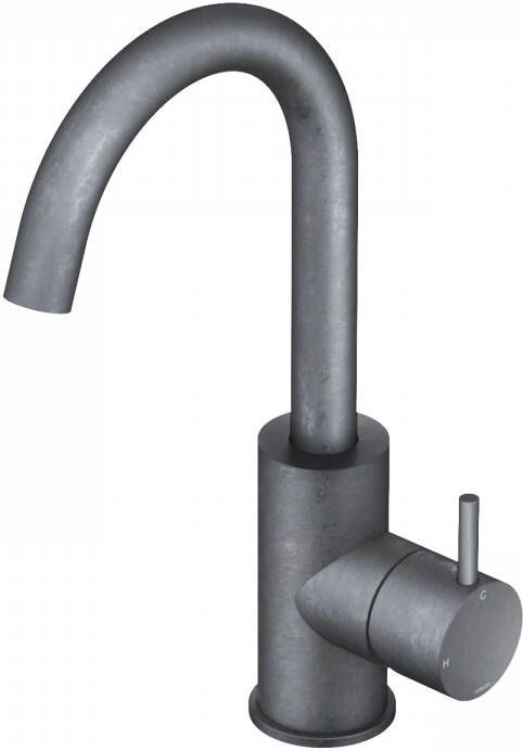 Hotbath Cobber 1-hendel wastafelmengkraan 27 8 cm hoog met draaibare uitloop van 13 5 cm verouderd ijzer