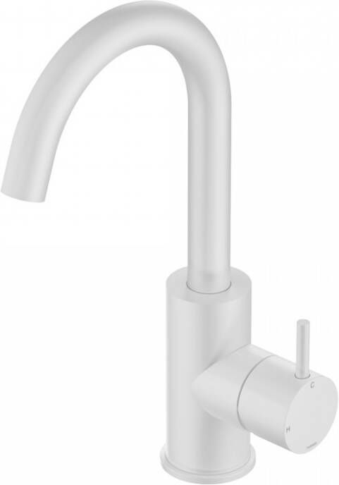 Hotbath Cobber 1-hendel wastafelmengkraan 27 8 cm hoog met draaibare uitloop van 13 5 cm mat wit