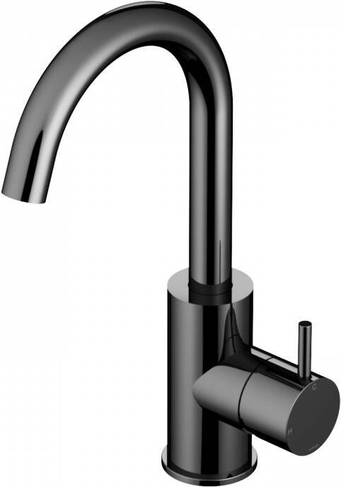 Hotbath Cobber 1-hendel wastafelmengkraan 27 8 cm hoog met draaibare uitloop van 13 5 cm chroom zwart