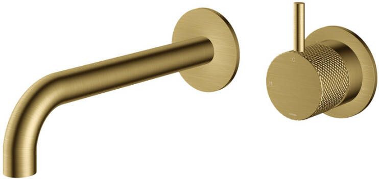 Hotbath Cobber X afbouwdeel voor wastafelmengkraan met 18cm uitloop geborsteld messing pvd CX005EXT18BBP