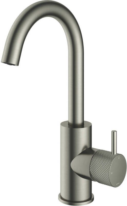 Hotbath Cobber X wastafelmengkraan met draaibare uitloop zonder waste 27 8 x 13 5 cm geborsteld nikkel