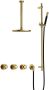 Hotbath Cobber IBSW70 complete thermostatische douche inbouwset met 2 stopkranen met 30cm plafondarm 20cm ronde hoofddouche staafhanddouche met glijstang Geborsteld messing PVD IBSW70BBP37 - Thumbnail 2