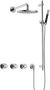 Hotbath Cobber IBSW70 complete thermostatische douche inbouwset met 2 stopkranen met 38.5cm wandarm 20cm ronde hoofddouche staafhanddouche met glijstang chroom IBSW70CR7 - Thumbnail 2