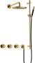 Hotbath Cobber IBSW70 complete thermostatische douche inbouwset met 2 stopkranen met 38.5cm wandarm 20cm ronde hoofddouche staafhanddouche met glijstang Geborsteld messing PVD IBSW70BBP7 - Thumbnail 2