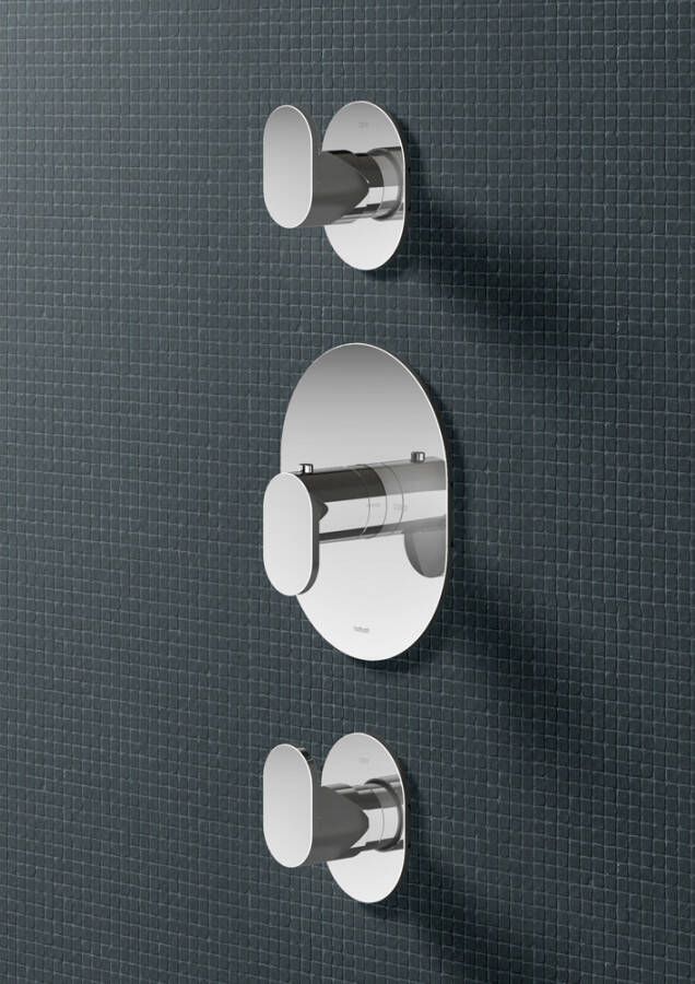 Douchekraan Hotbath Friendo Inbouw Thermostatisch Rond Geborsteld Nikkel 3 Greeps