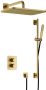 Hotbath Gal IBS40A complete thermostatische douche inbouwset met 2 functies stop omstel met 35cm wandarm 27cm rechtoekige hoofddouche staafhanddouche met glijstang messing geborsteld PVD IBS40ABBP57 - Thumbnail 2