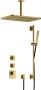 Hotbath Gal IBS40 complete thermostatische high flow douche inbouwset met 2 stopkranen met 15cm plafondarm 27cm rechtoekige hoofddouche staafhanddouche met glijstang messing geborsteld PVD IBS40BBP257 - Thumbnail 2