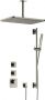 Hotbath Gal IBS40 complete thermostatische high flow douche inbouwset met 2 stopkranen met 15cm plafondarm 27cm rechtoekige hoofddouche staafhanddouche met glijstang nikkel geborsteld IBS40GNP257 - Thumbnail 2