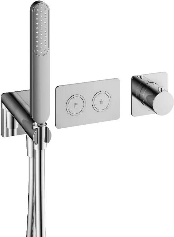 Hotbath Gal afbouwdeel inbouwthermostaat met 2 pushbuttons en staafhanddouche chroom