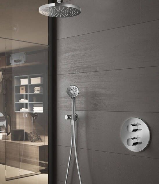 Hotbath Get Together IBS1A inbouw regendouche met 3s handdouche 30cm plafondarm en 25cm hoofddouche geborsteld nikkel