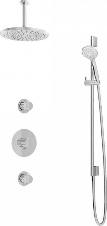 Hotbath IBS 1 Get Together inbouw doucheset Buddy chroom met ronde 3 standen handdouche 30cm hoofddouche met plafondbuis 15cm met glijstang