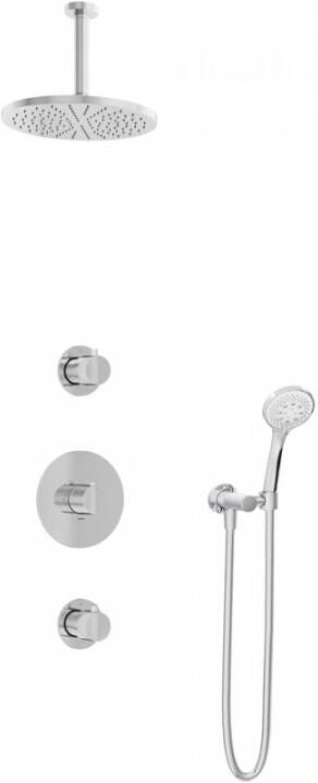 Hotbath IBS 1 Get Together inbouw doucheset Buddy chroom met ronde 3 standen handdouche 25cm hoofddouche met plafondbuis 15cm zonder glijstang