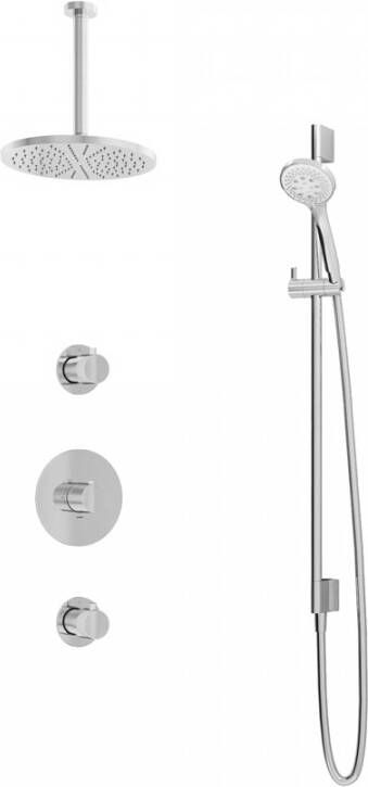 Hotbath IBS 1 Get Together inbouw doucheset Buddy chroom met ronde 3 standen handdouche 25cm hoofddouche met plafondbuis 30cm met glijstang