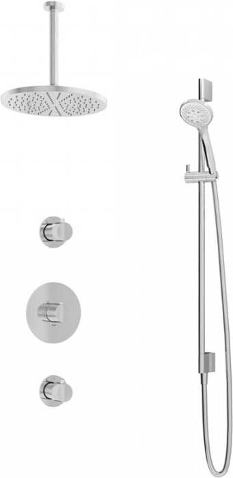 Hotbath Get together IBS1 complete thermostatische douche inbouwset Buddy met 2 stopkranen met 30cm plafondarm 30cm ronde hoofddouche 3 standen handdouche chroom IBS1CR135 - Foto 3