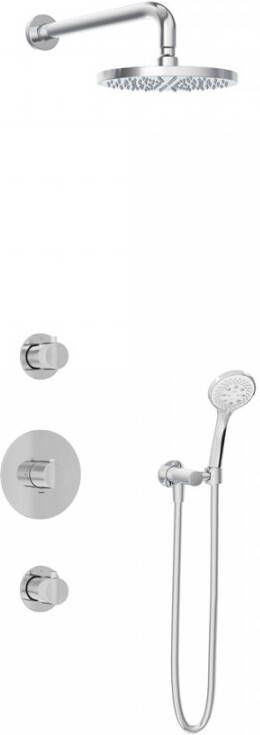 Hotbath Get together IBS1 complete thermostatische douche inbouwset Buddy met 2 stopkranen met 30cm plafondarm 30cm ronde hoofddouche 3 standen handdouche chroom IBS1CR135 - Foto 2