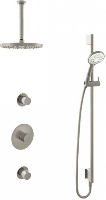 Hotbath Get Together IBS1GN inbouwdouche met 3s handdouche 30cm plafondbuis 25cm hoofddouche en glijstang geborsteld nikkel