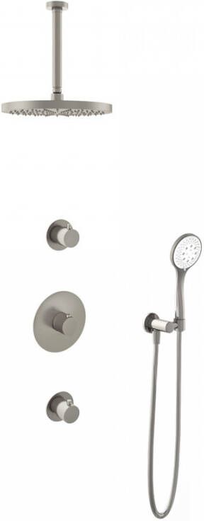 Hotbath IBS 1 Get Together inbouw doucheset Buddy geborsteld nikkel met ronde 3 standen handdouche 20cm hoofddouche met plafondbuis 15cm zonder glijstang - Foto 5