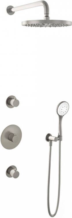 Hotbath IBS 1 Get Together inbouw doucheset Buddy geborsteld nikkel met ronde 3 standen handdouche 20cm hoofddouche met plafondbuis 15cm zonder glijstang - Foto 6