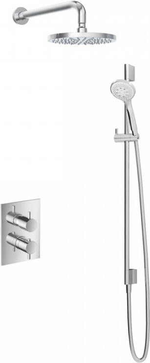 Hotbath IBS 2A Get Together inbouw doucheset Laddy vierkant chroom met ronde 3 standen handdouche 20cm hoofddouche met wandarm met glijstang