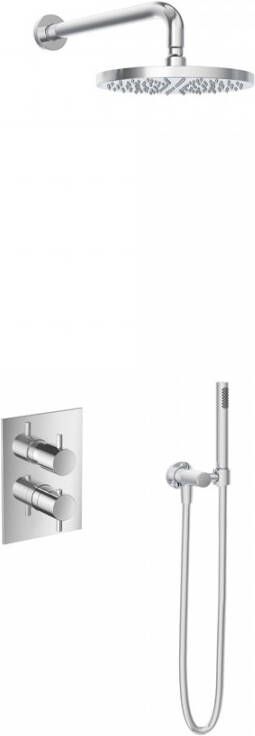 Hotbath IBS 2A Get Together inbouw doucheset Laddy vierkant geborsteld nikkel met staafhanddouche 25cm hoofddouche met wandarm zonder glijstang