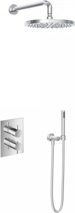 Hotbath IBS 2A Get Together inbouw doucheset Laddy vierkant geborsteld nikkel met staafhanddouche 30cm hoofddouche met wandarm zonder glijstang