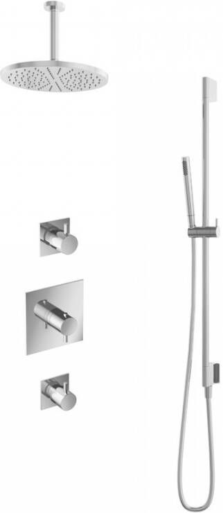 Hotbath IBS 2 Get Together inbouw doucheset Laddy vierkant chroom met staafhanddouche 30cm hoofddouche met plafondbuis 15cm met glijstang