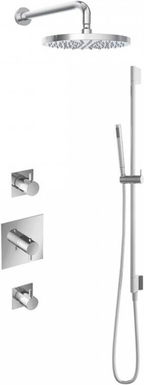 Hotbath IBS 2 Get Together inbouw doucheset Laddy vierkant chroom met staafhanddouche 30cm hoofddouche met wandarm met glijstang