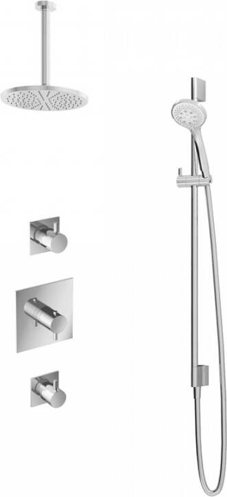 Hotbath Get Together IBS2CR inbouwdouche met 3s handdouche 30cm plafondbuis en glijstang chroom