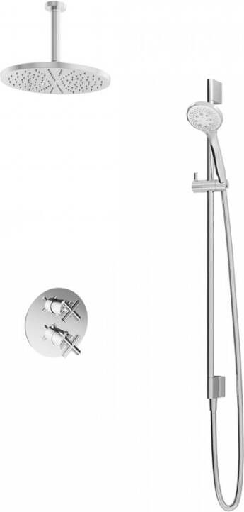 Hotbath Get together IBS3A Regendoucheset inbouw 15cm plafondarm 30cm ronde hoofddouche 3 standen handdouche glijstang geborsteld nikkel IBS3AGN1257