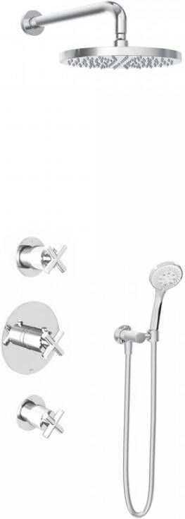 Hotbath Get Together IBS3GN inbouwdouche met 3s handdouche en 30cm hoofddouche geborsteld nikkel